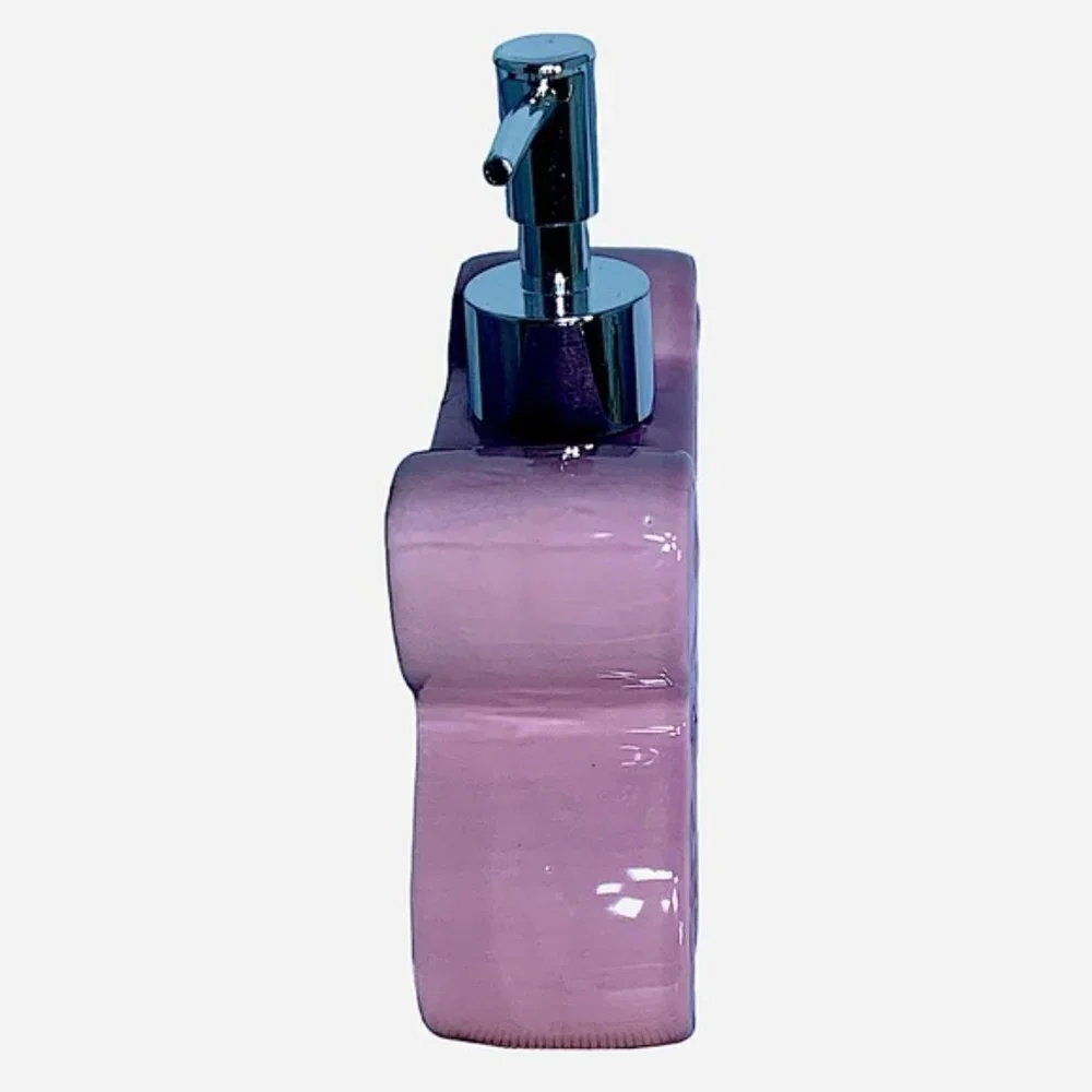 Matt & Maddie Butterfly Soap Lotion Dispenser Embossed 3D Floral Ceramic Pink